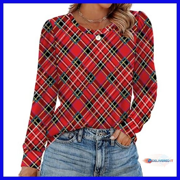 Women's Long Sleeve Tunic Blouse Polyester Spandex Loose Fit Casual - Picture 3 of 8